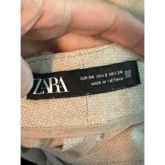 ZARA beige straight legs flat front pants size 2 - Picture 3 of 11